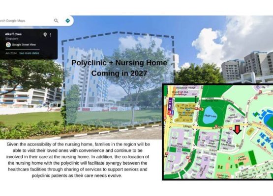 Map showing the Bidadari Polyclinic location along Upper Aljunied Road
