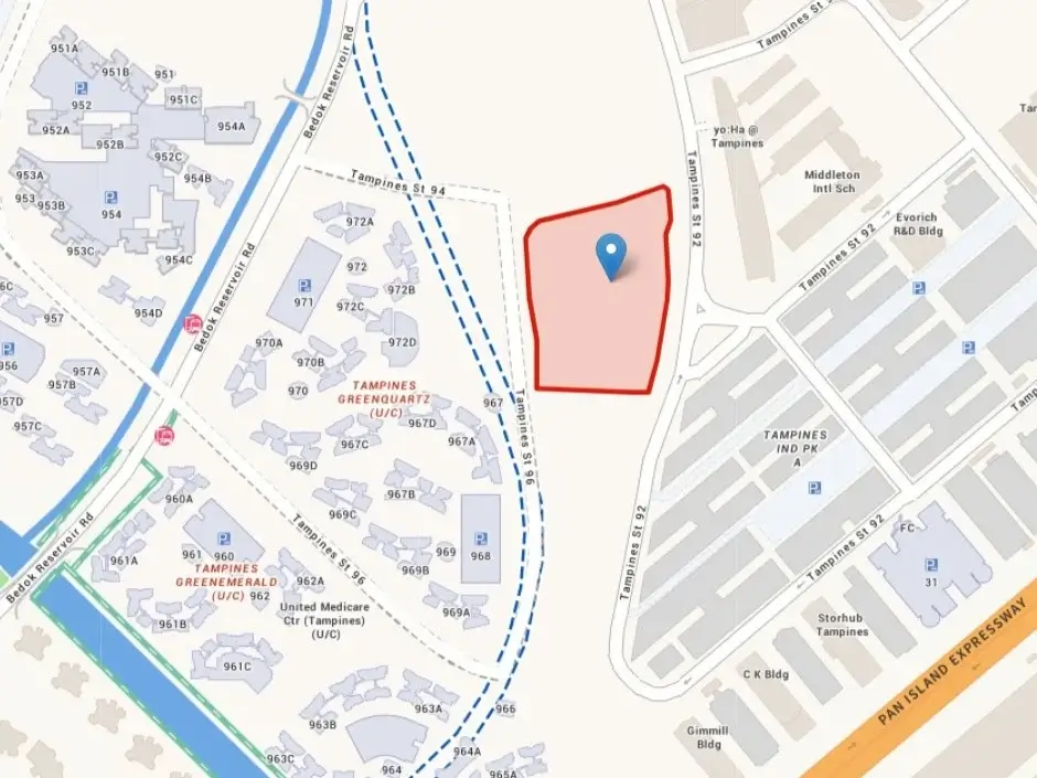 Rivelle Tampines upcoming EC sites 2026 map location