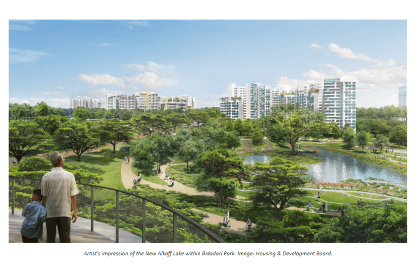 Bidadari estate aerial view with Alkaff Lake 115C Alkaff Crescent resale 2026