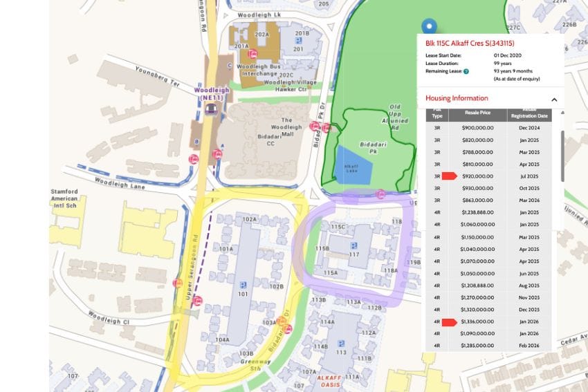 Bidadari map 115C Alkaff Crescent location Woodleigh MRT Cedar Primary resale 2026